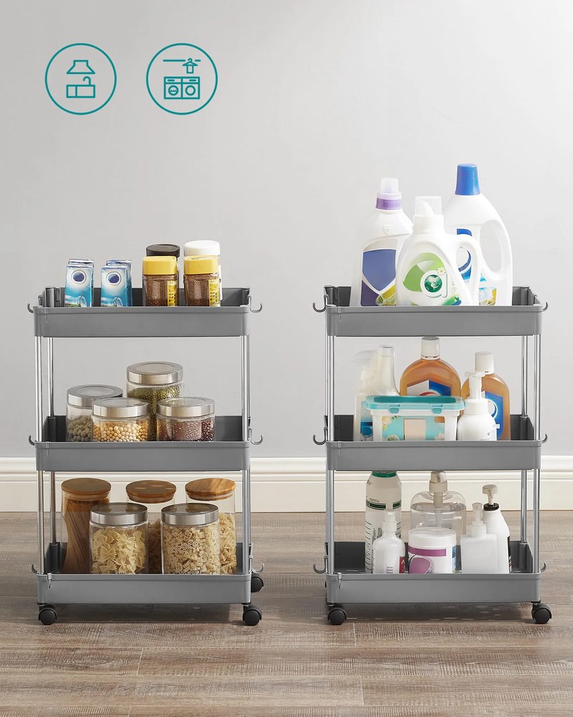 Akció Multifunkciós gurulós állvány MOBIX 3 kosárral, szürke II. osztály