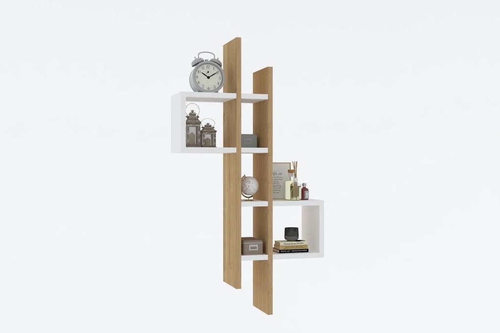 Fali polc Emse - Sapphire Oak, White