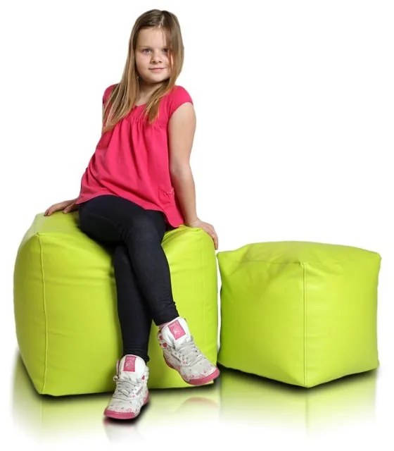 Babzsák széklet block kocka lime zöld ökobőr TiaHome
