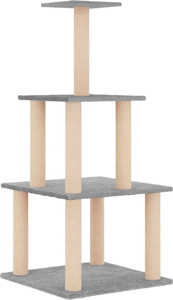vidaXL világosszürke macskabútor szizál kaparófákkal 111 cm