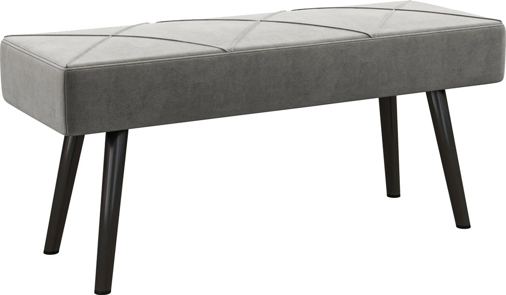 HOMCOM Kárpitozott Ülőpad, Bársonyos Hatás, X-Mintás, Acél Lábakkal, Cipőpad a Hálószobába, Nappaliba, Előszobába, 100 x 36 x 45 cm, Szürke | Aosom