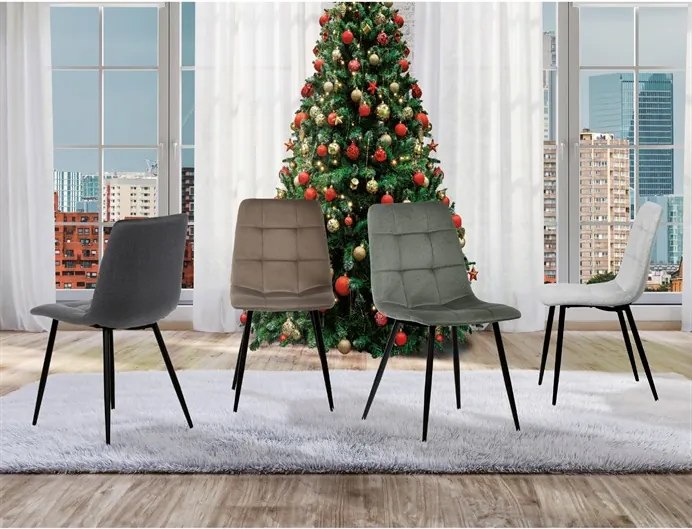 Étkezőszék, szürke, bársony szövet, DCL-X7015 GREY2