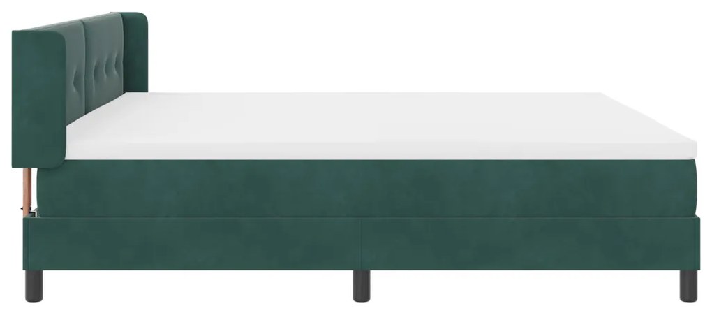 Boxspring Ágy Matrac Vele 200x200 cm Sötét Zöld Bársonyos