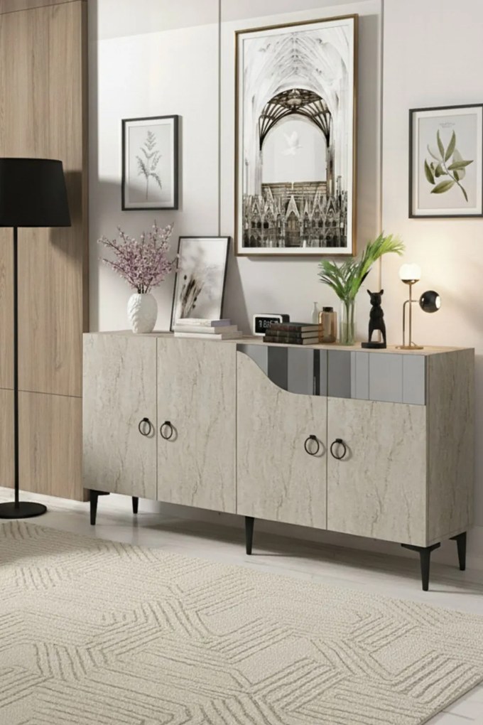 Gama 150 - White, Travertine, Silver