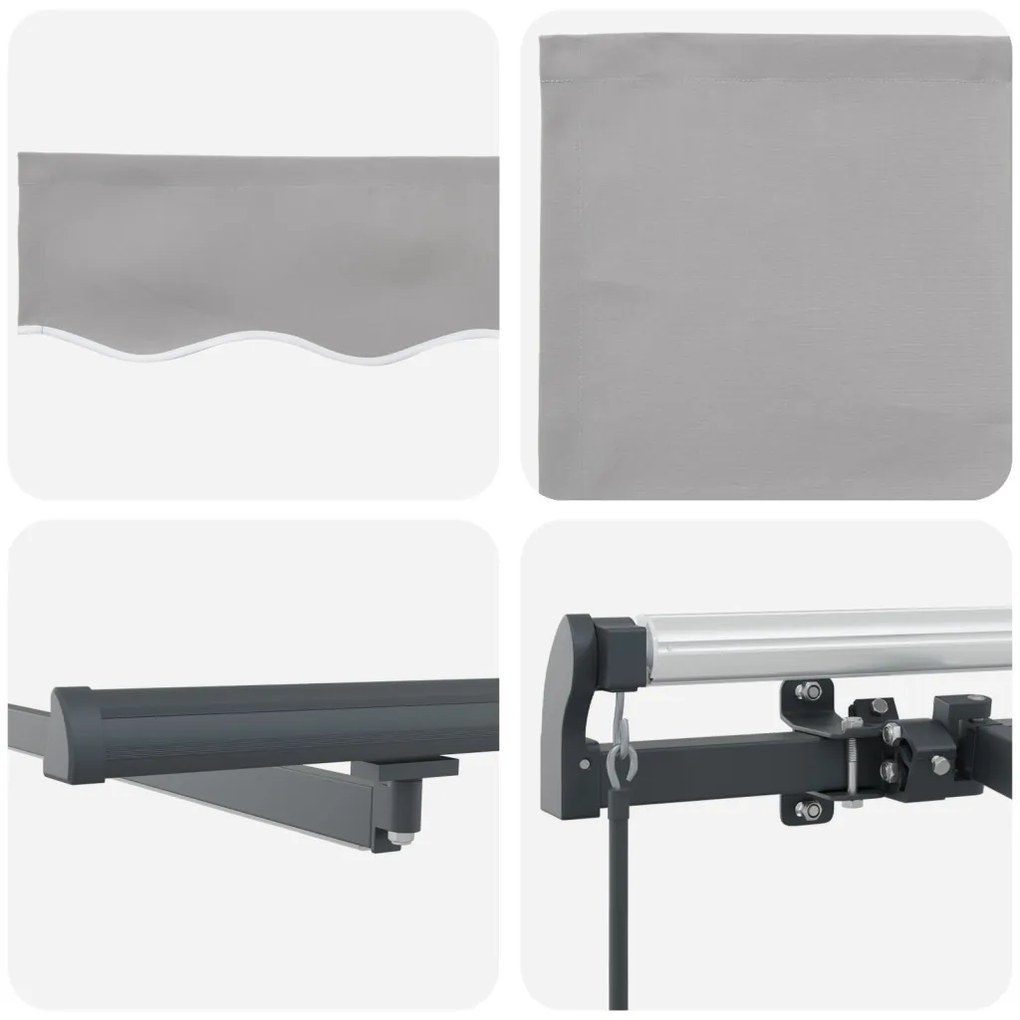 Kézi Behúzható Napellenző LED Fénnyel Világosszürke 450x300 cm