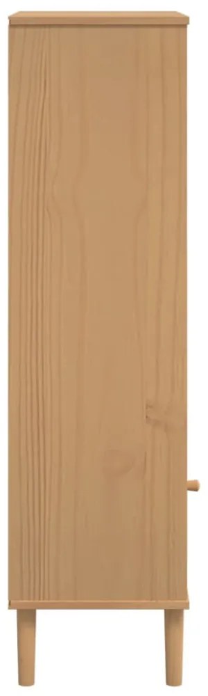 SENJA barna rattanhatású tömör fenyő könyvszekrény 60x35x130 cm