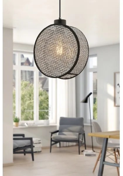 Kábelcsillár DRUM 1xE27/60W/230V szürke/fekete