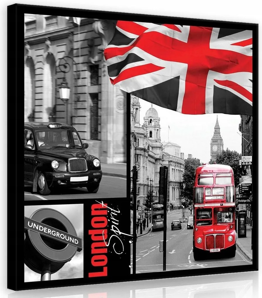 Vászonkép 40x40 London Egyesült Királyság Union Jack taxi busz metró