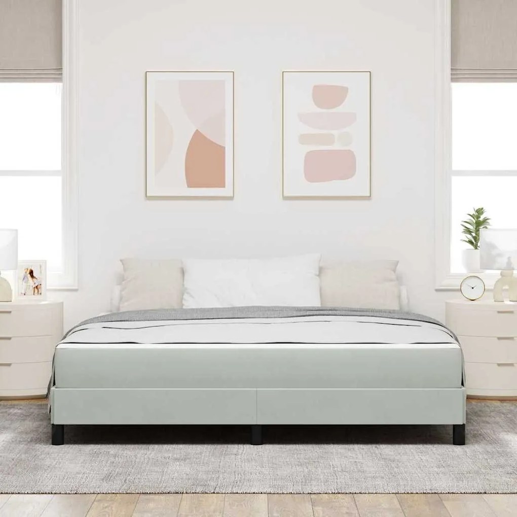 Boxspring ágy matraccal Világosszürke 180 x 200 cm Bársony