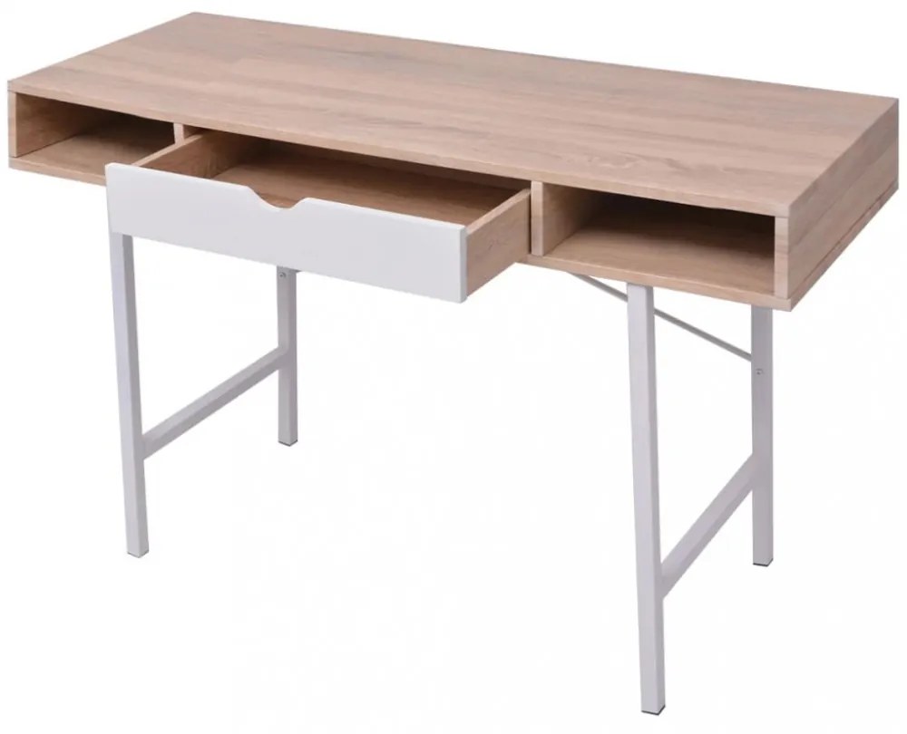 íróasztal 1 fiókkal tölgy és fehér