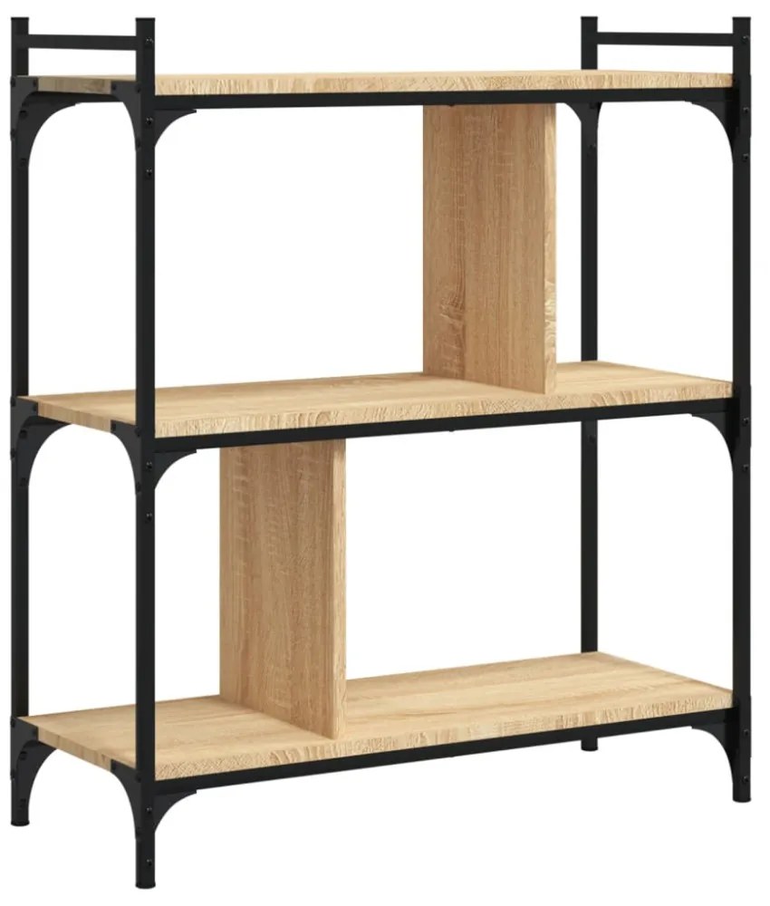 3 szintes sonoma tölgy színű fa könyvespolc 76 x 32 x 88 cm
