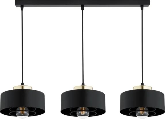 Brilagi - Kábelre függesztett csillár SPRING 3xE27/60W/230V fekete/arany