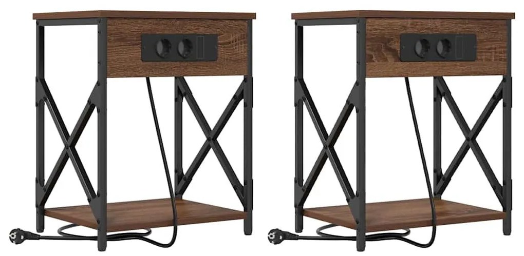 Éjjeliszekrény 2 pcs barna tölgy 41 x 31 x 51 cm Faanyag