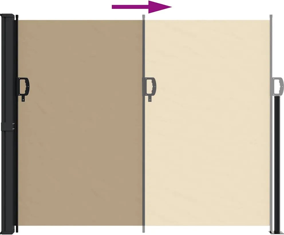 Bézs behúzható oldalsó napellenző 160 x 600 cm