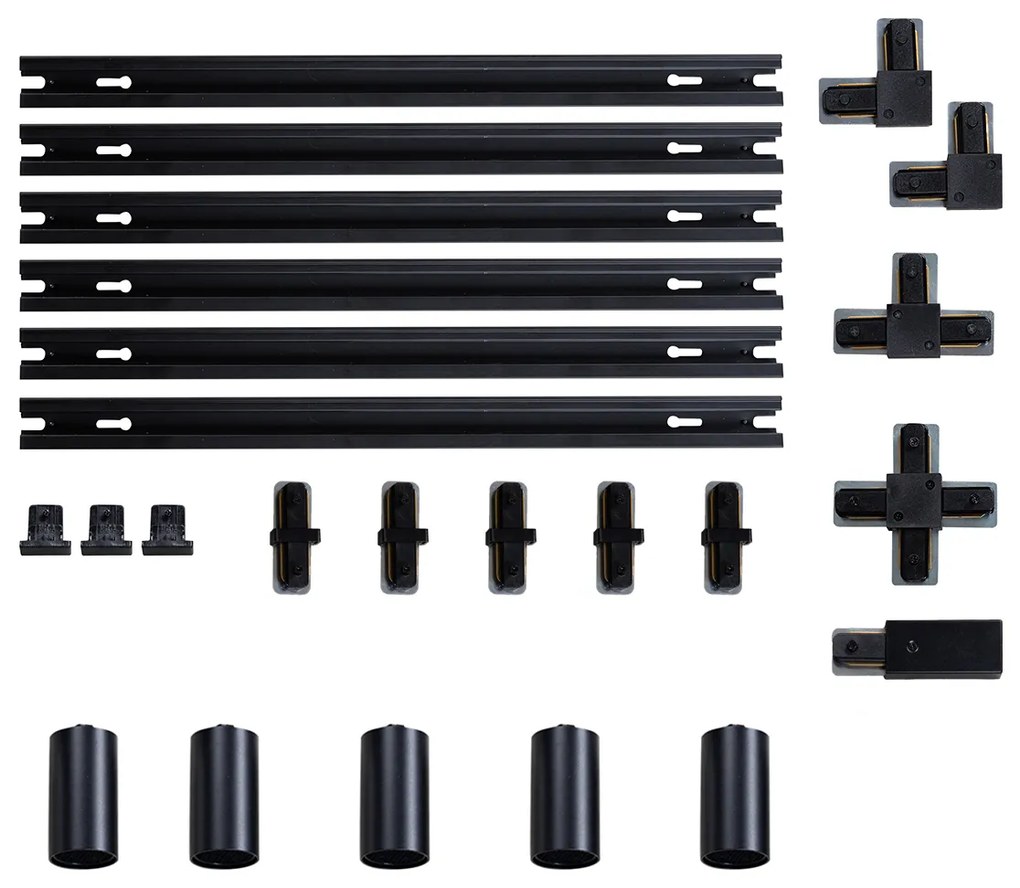 Modern sínrendszer 5 spotlámpával, fekete, 1 fázisú GU10 35mm - Iconic Ruby Honey