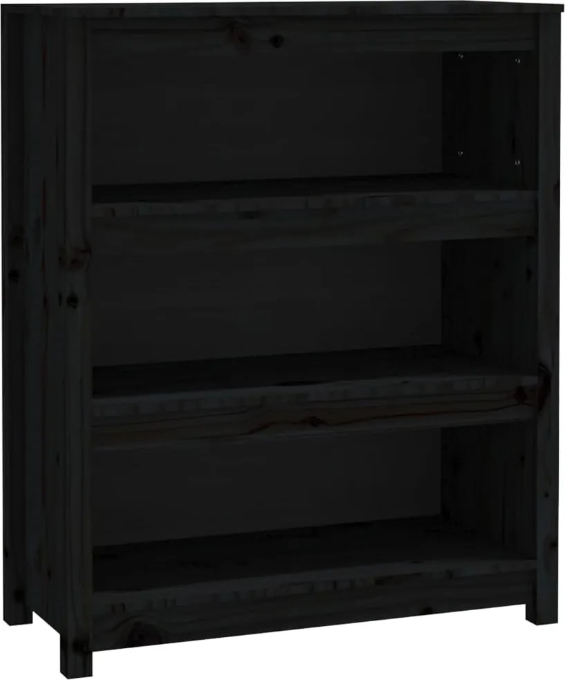 vidaXL fekete tömör fenyőfa könyvszekrény 80x35x97 cm