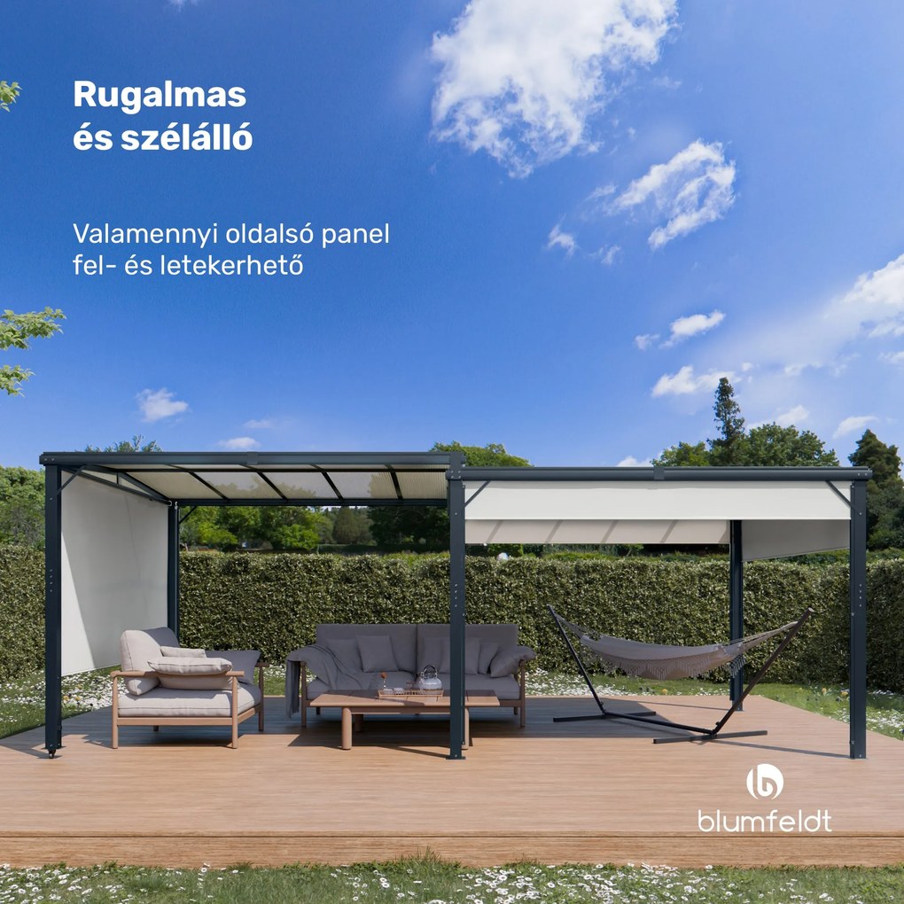Blumfeldt Pantheon Cortina Solid Sky Expand kerti pavilon 3x6, időjárásálló, bővíthető