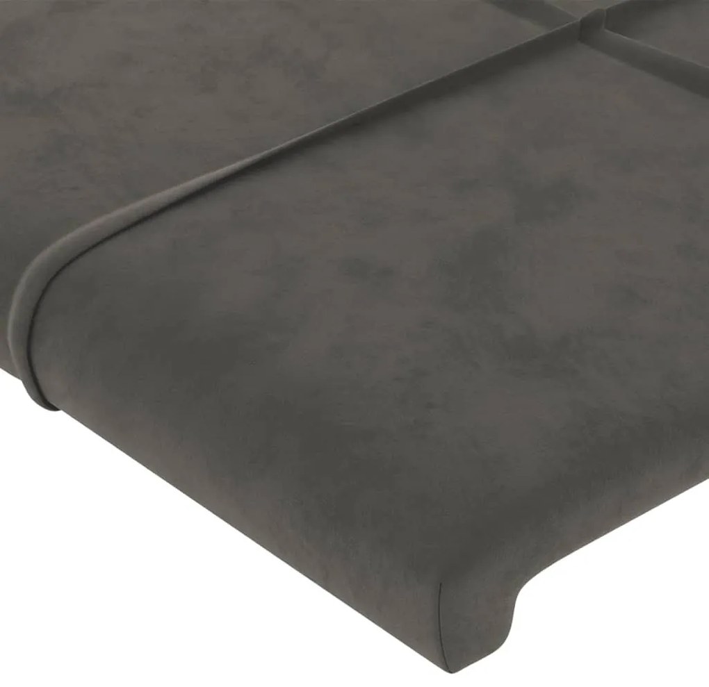 sötétszürke bársony LED-es fejtámla 103x16x118/128 cm