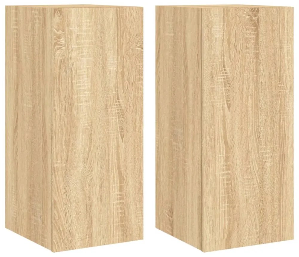 2 db sonoma tölgy színű fali TV-szekrény LED-del 30,5x35x70 cm