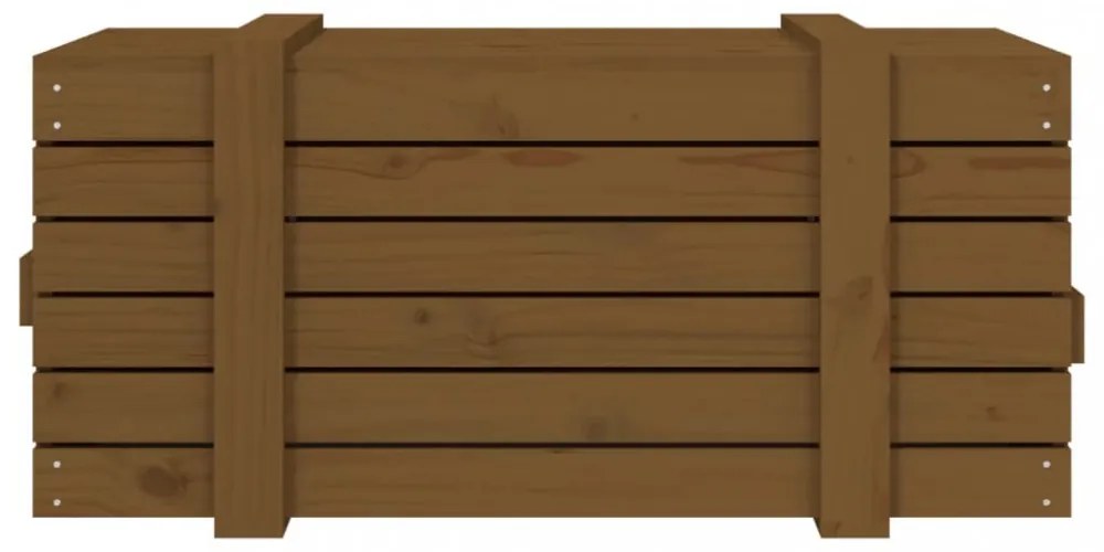 mézbarna tömör fenyőfa tárolóláda 91 x 40,5 x 42 cm