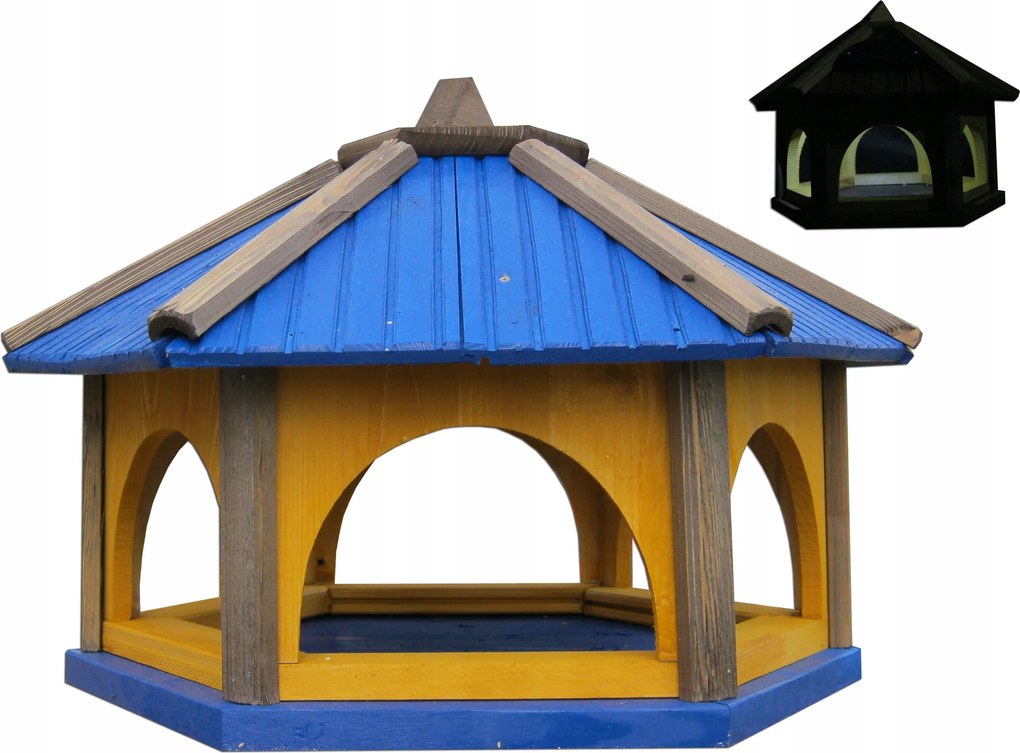 Nagy méretű fa madáretető kertbe K60_S XXL kék napelemes Led Pl