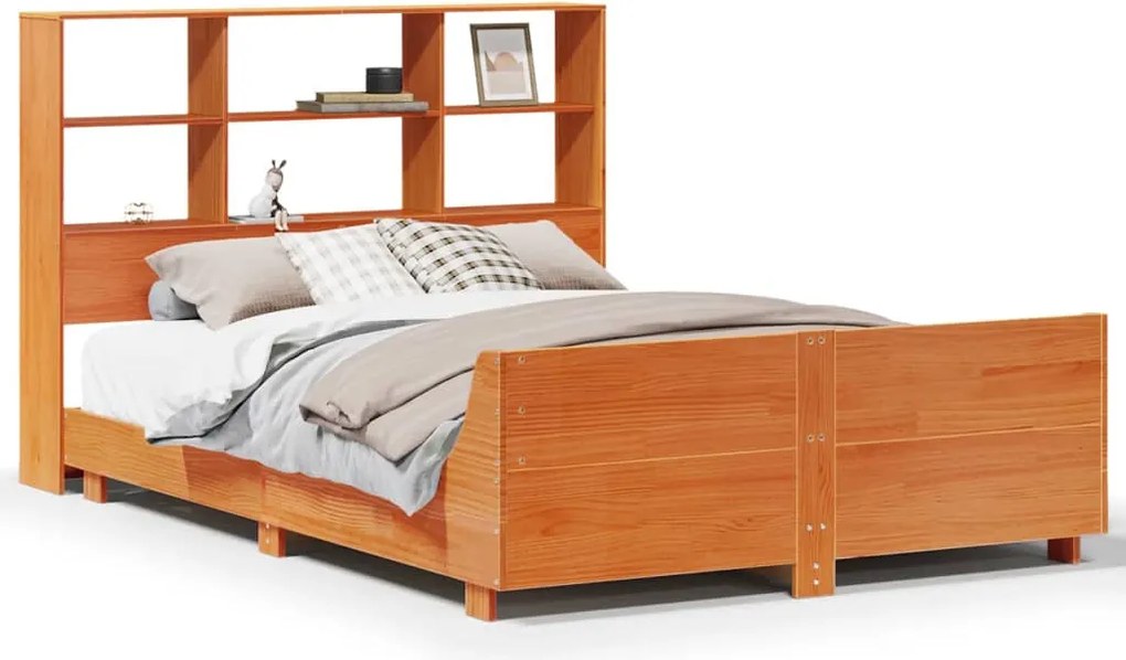 vidaXL viaszbarna tömör fenyőfa ágy matrac nélkül 160 x 200 cm