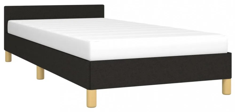fekete szövet ágykeret fejtámlával matrac nélkül 90x200 cm