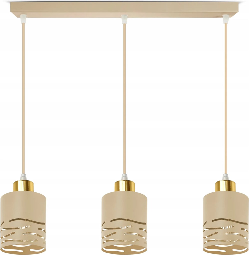 Függőlámpa túlnyúlás ekrü bézs 3xE27 Led Hullámok étkező asztal nappali