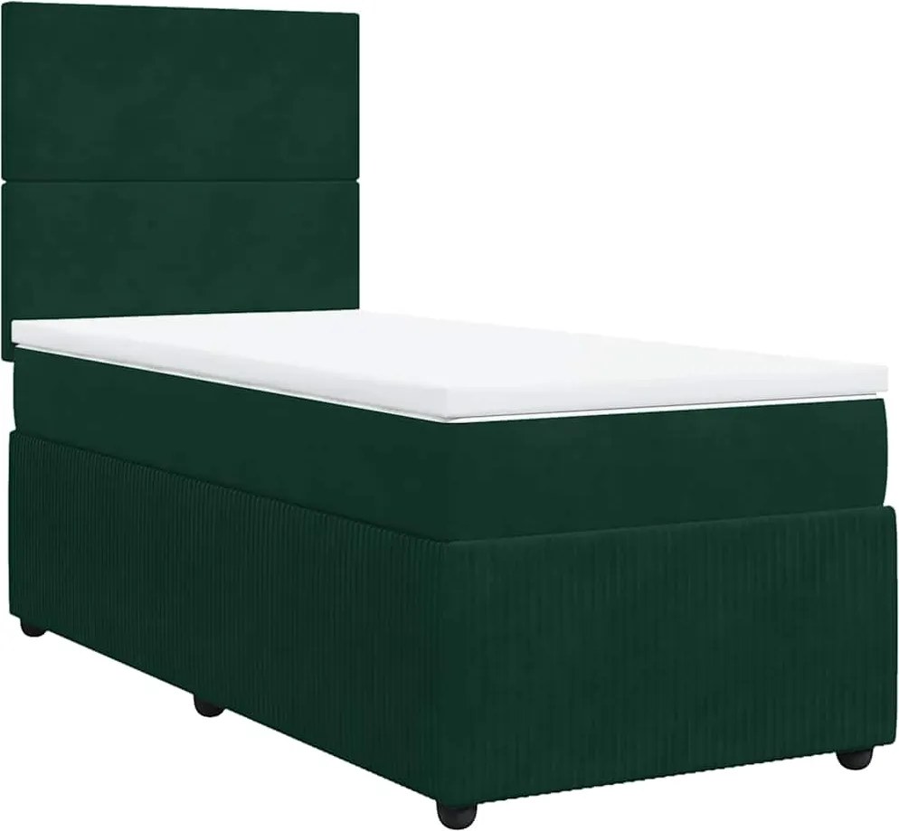 vidaXL sötétzöld bársony rugós ágy matraccal 100 x 200 cm