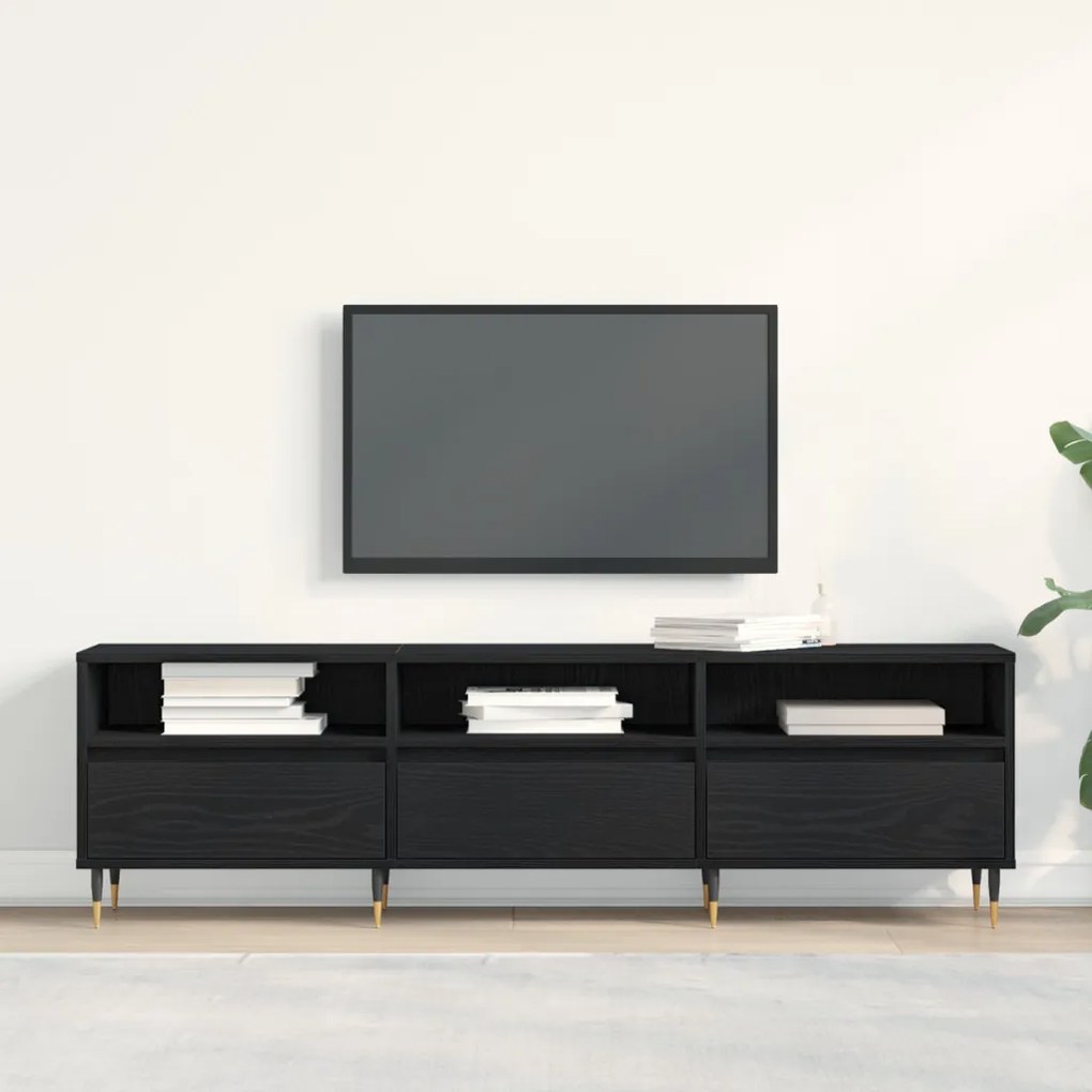TV Szekrény Fekete Tölgy 150x30x44,5 cm Mérnöki Fa