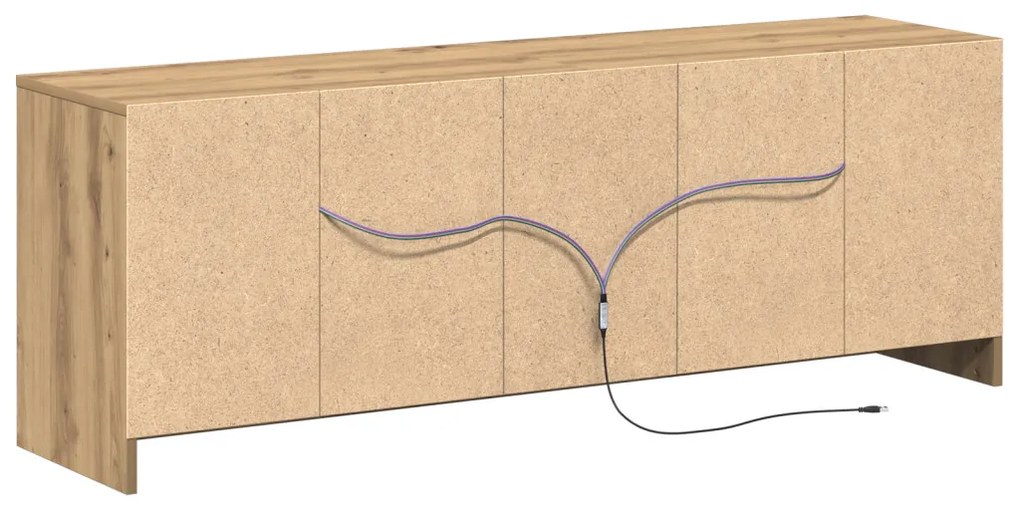 TV Szekrény LED világítással Artisan Tölgy 139,5x34x50 cm, Műszakilag Készült Fából