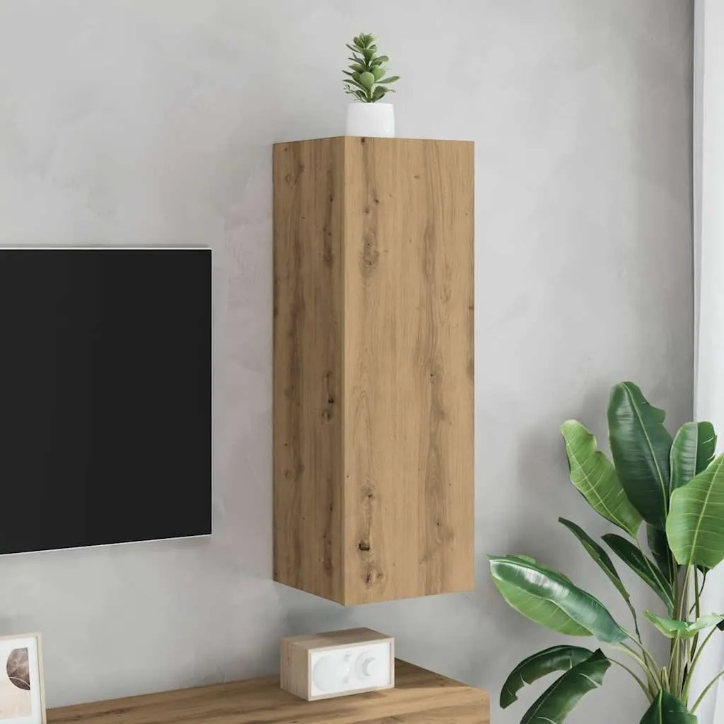 kézműves tölgy színű szerelt fa TV-szekrény 30,5 x 30 x 90 cm