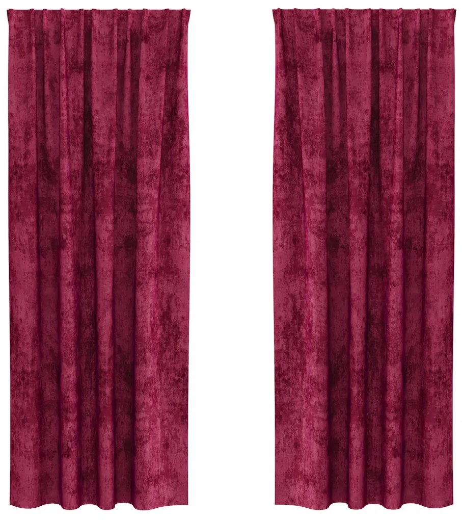 Velúr Függöny 2 db fülekkel Burgundi Vörös 225x140 cm