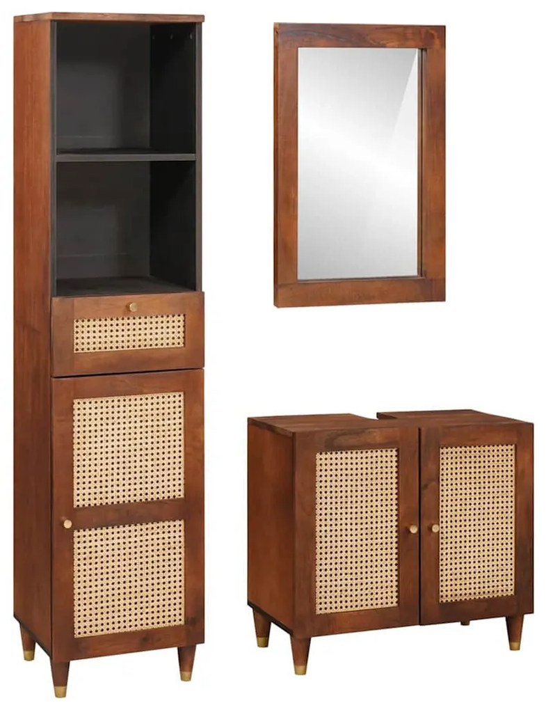 Fürdőszobai bútorok fiókkal 3 pcs 38 x 33 x 160 cm Tömör Mangófát