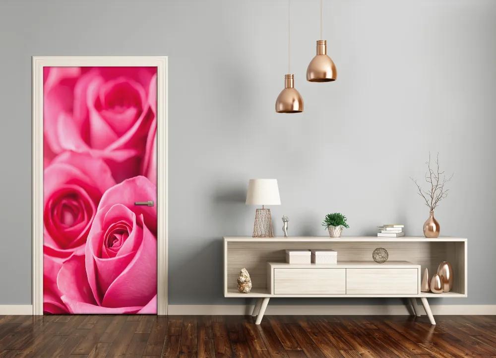 Ajtóposzter öntapadós rózsaszín rózsa 85x205 cm