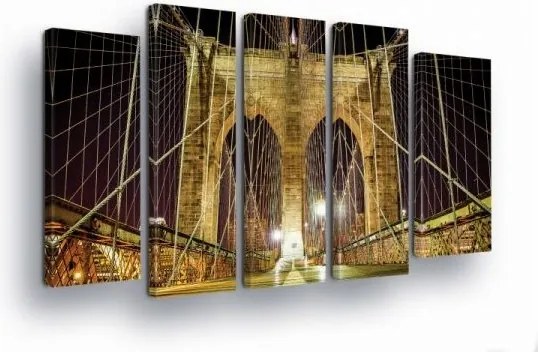 Vászonkép 150x100 Brooklyn híd New York éjszaka város építészet tájkép
