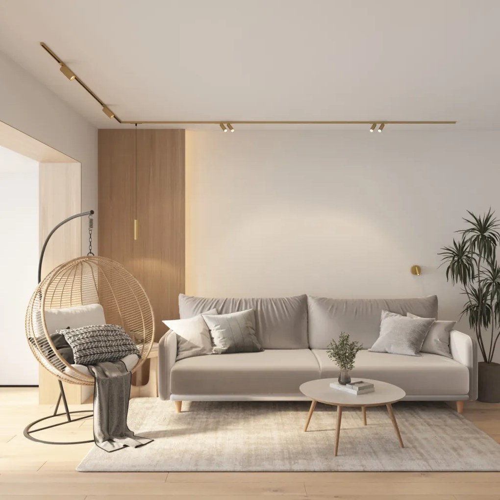 DK/EU-5744-SB Shine Track light, SPOT 3000 series, D40*H200*L1500mm wire, LED, 48V DC, 8W, RA≥90, 3000K, IP20, satin brass color, aluminum — DK/EU-5744-SB