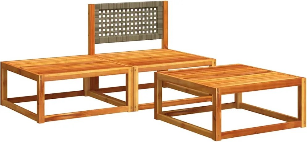 3 részes kerti kanapégarnitúra párnákkal, akácfa és rattan