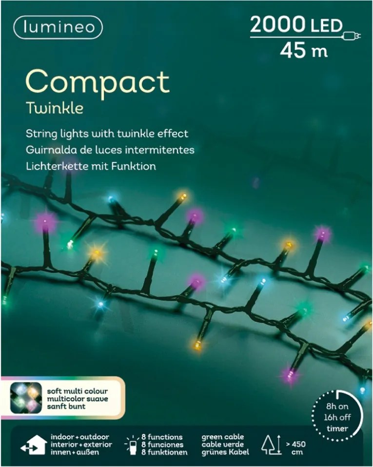 2000 LED-es kültéri/beltéri lámpa Soft Multicolor programozóval 45m