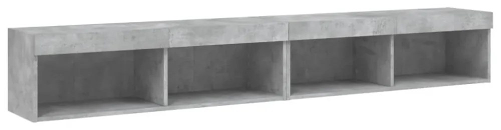 2 db betonszürke TV-szekrény LED-világítással 100x30x30 cm