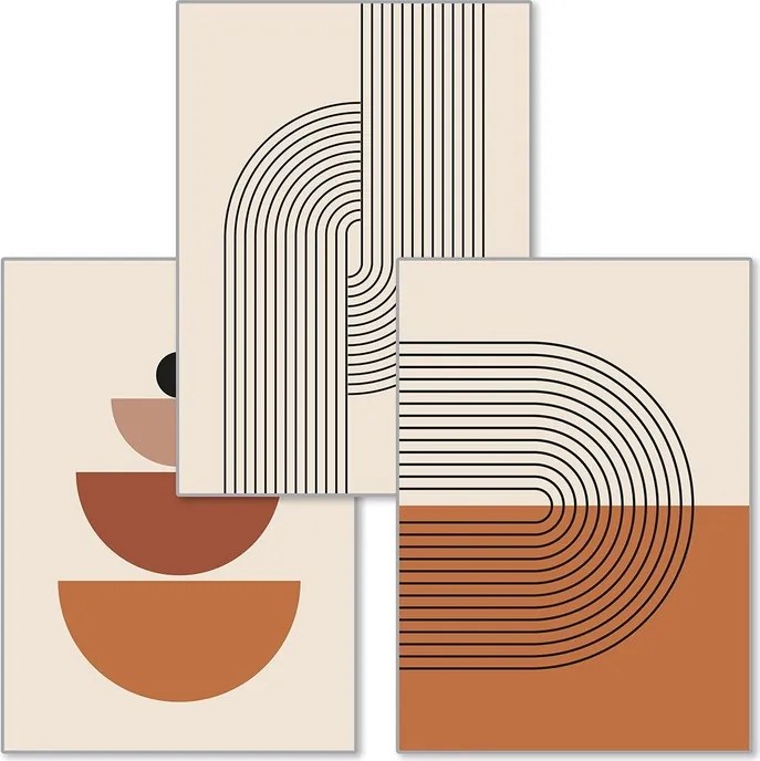 Boho 3 db-os poszter szett A2 59,4x42cm Absztrakt kép #341