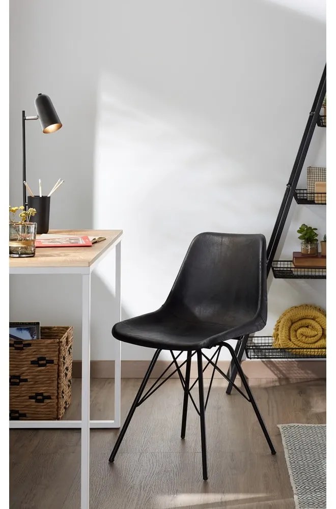 Lisbet fehér íróasztal fa dekoros asztallappal - Kave Home