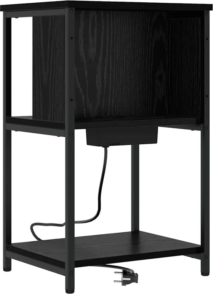 vidaXL Éjjeliszekrény Fekete tölgy 38 x 31 x 61 cm Faanyag