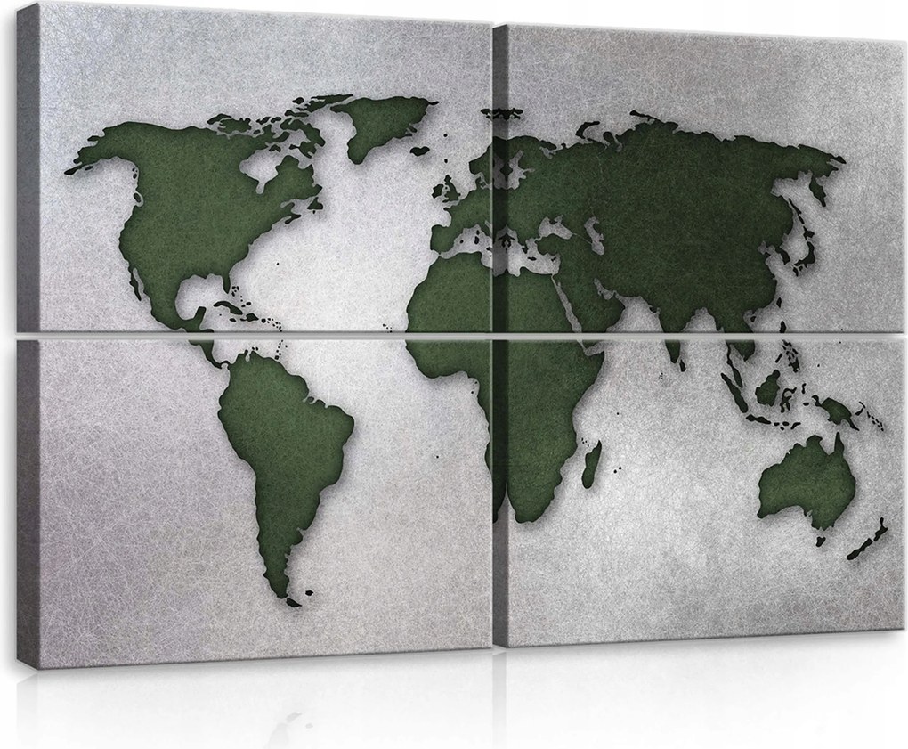 Vászonkép 120x80 Világtérkép absztrakt minimalizmus modern ezüst zöld