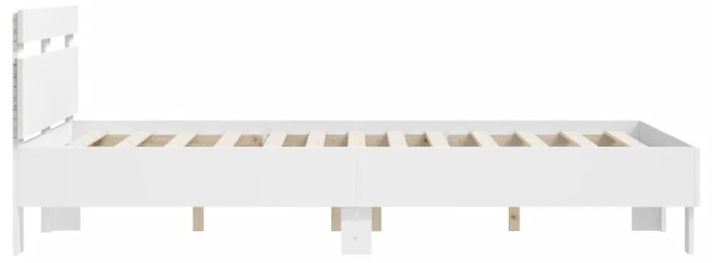 fehér ágykeret fejtámlával és LED-del 135 x 190 cm