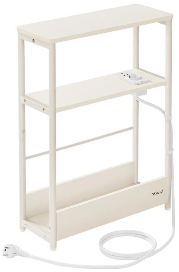 ROD kisasztal beépített konnektorral és USB-portokkal, fehér/krémszínű