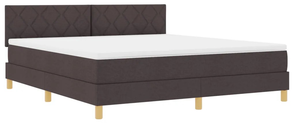 Box Spring Ágy Matrac és LED Sötétbarna 180x200 cm Szövet