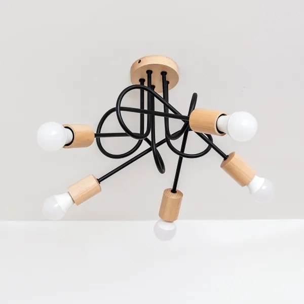 Felületre szerelhető csillár OXFORD 5xE27/15W/230V fenyő/fekete