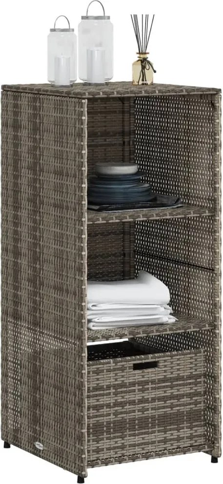 vidaXL szürke polyrattan kerti tárolószekrény 50 x 55 x 115 cm