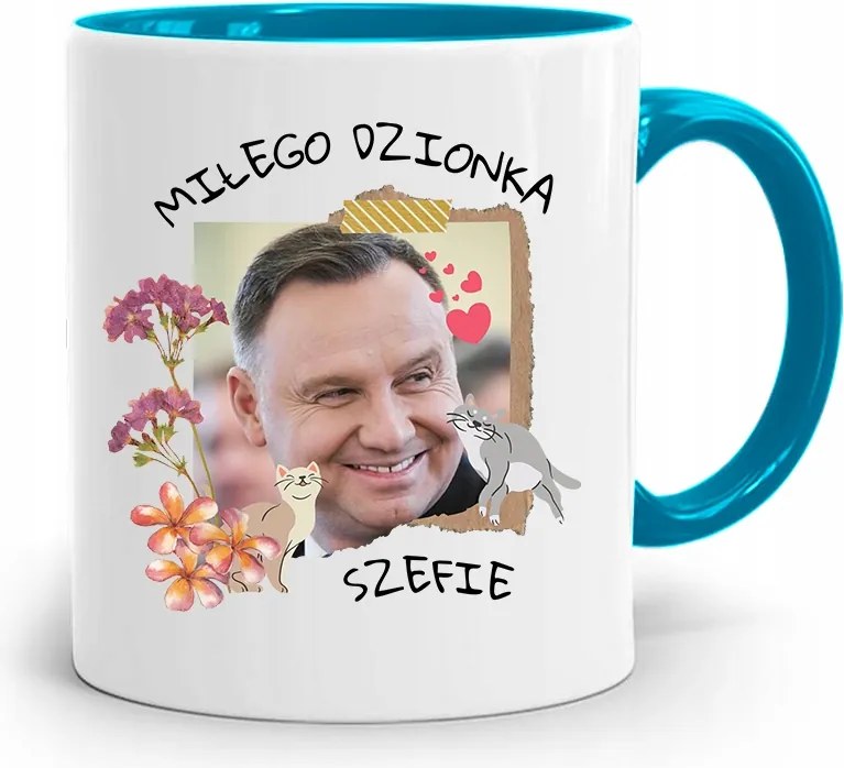 Duda András Kék Elnöki Bögre Neked, fényképes nyomattal